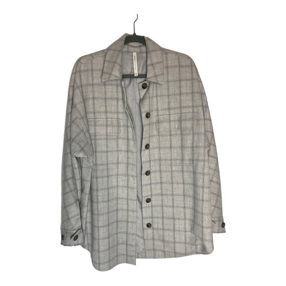 The Group by Babaton Graydon Grey Plaid Shirt Jacket-sz Medium - Picture 1 of 6